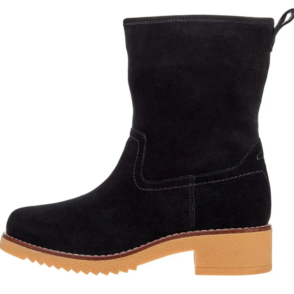 CLARKS Eden Black Suede Mid Boot-10M